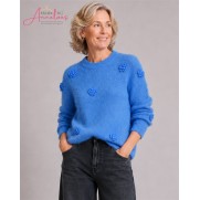 Micha trui 182186 harig bloemapplicatie Blauw Micha trui 182186 harig bloemapplicatie Blauw